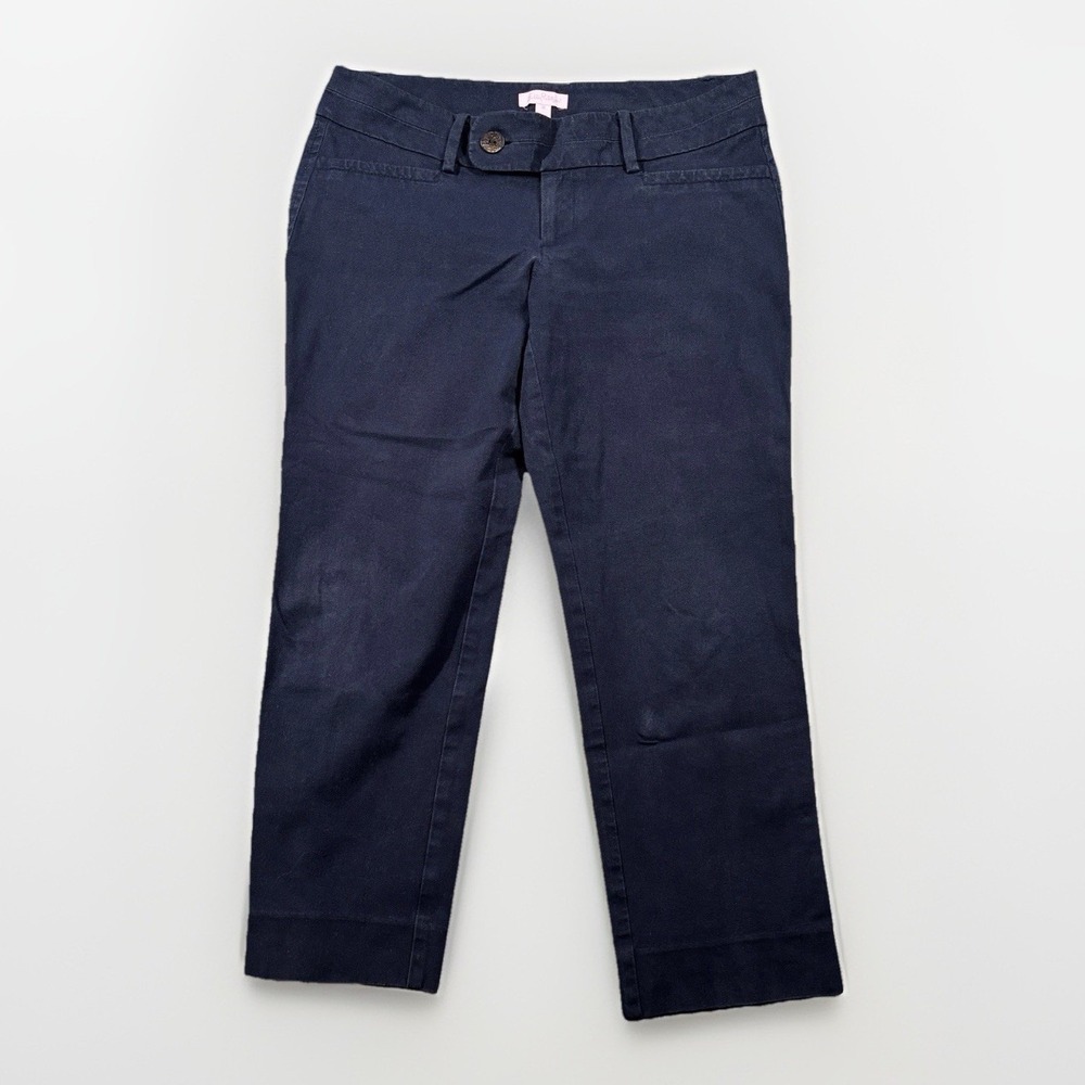 Lilly Pulitzer Chino Pants Womens 10 Navy Blue Cropped Low Rise Stretch 74610